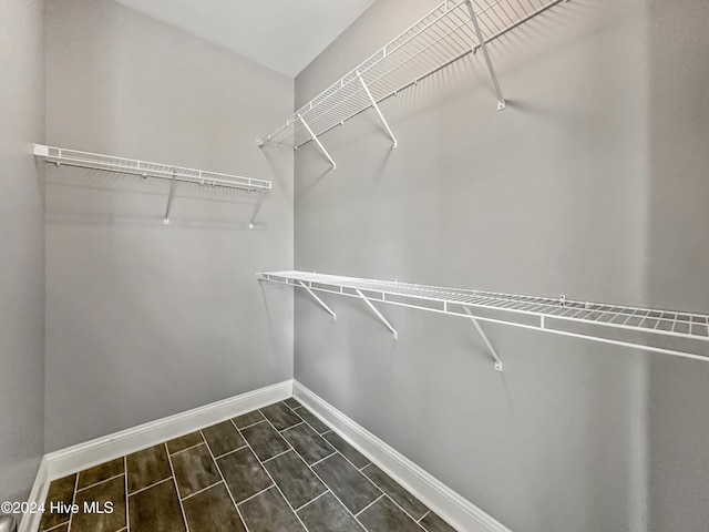 spacious closet featuring dark wood-type flooring