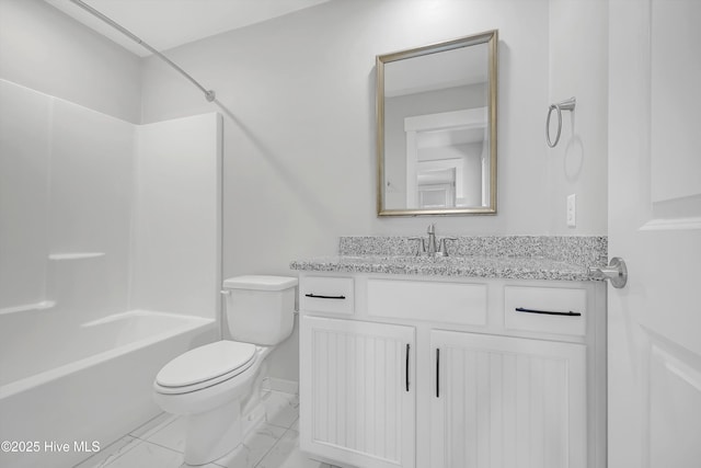 4450 Old Towne St, Wilmington, NC 28412 - bathroom featuring marble finish flooring, vanity, toilet, and tub / shower combination