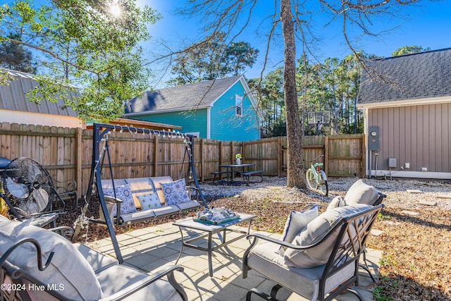 view of patio / terrace featuring an outdoor hangout area