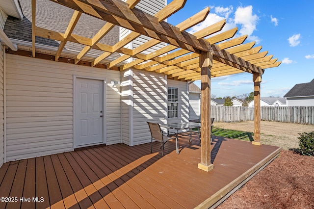 wooden terrace featuring a pergola