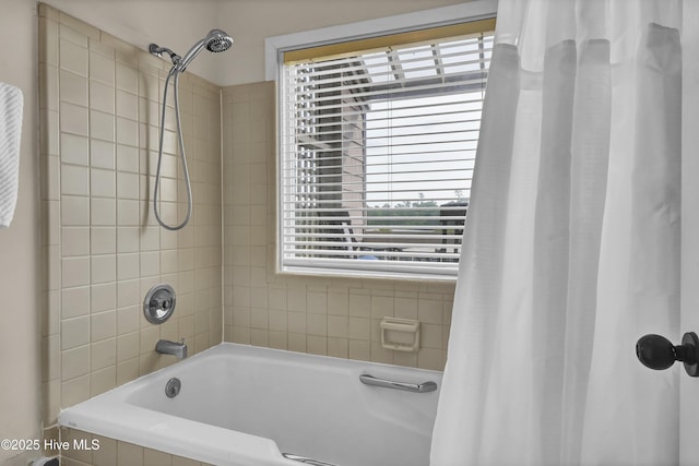 bathroom featuring shower / bath combination with curtain
