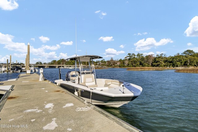 view of dock featuring a water view