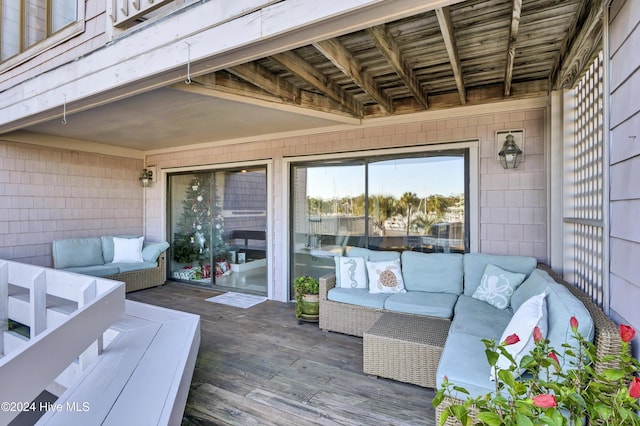 deck with an outdoor living space