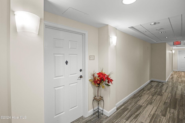 hall featuring dark hardwood / wood-style flooring