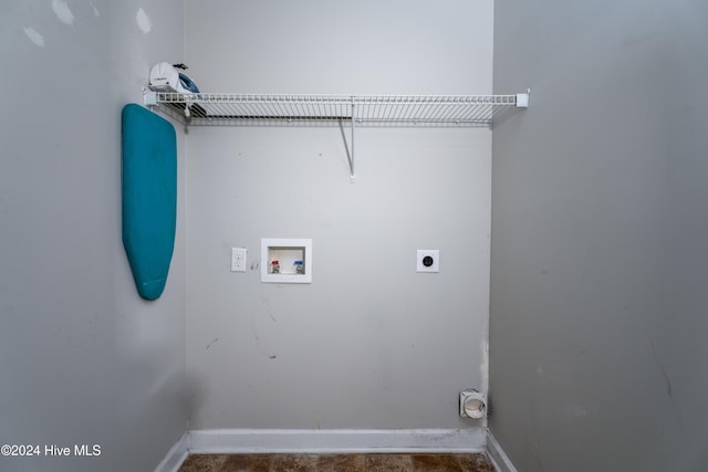 clothes washing area featuring electric dryer hookup and hookup for a washing machine