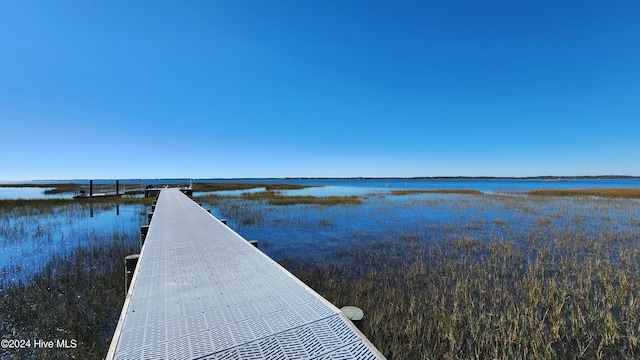 view of dock featuring a water view