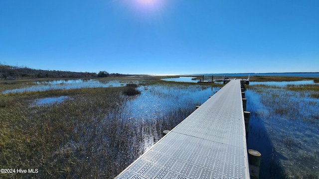 view of dock featuring a water view