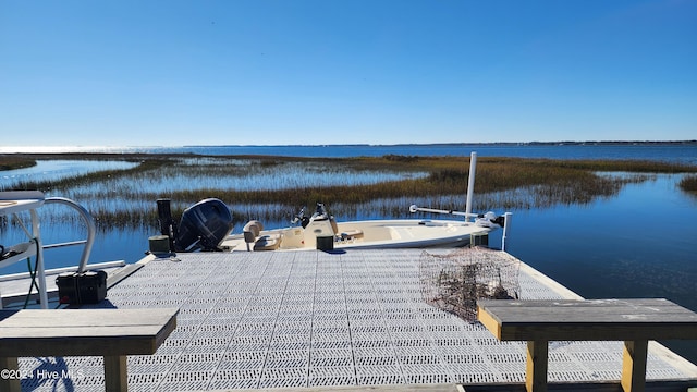 view of dock featuring a water view