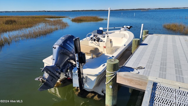 dock area featuring a water view