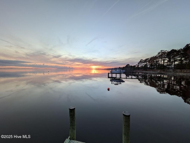 property view of water with a boat dock