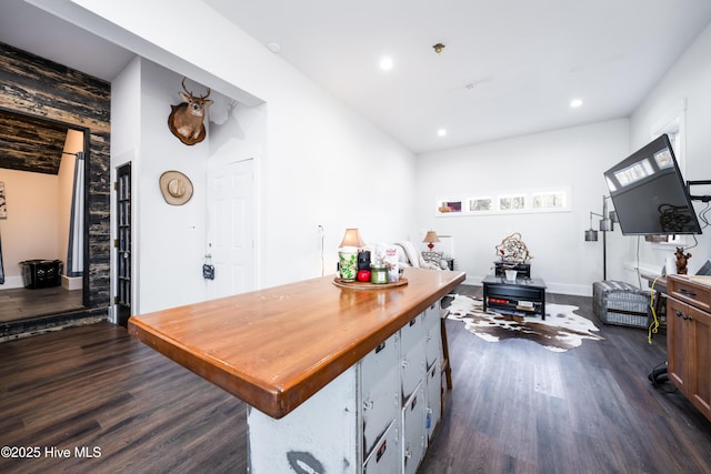 office area featuring dark hardwood / wood-style floors