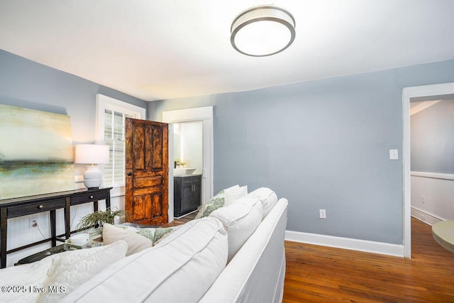 living room with hardwood / wood-style flooring