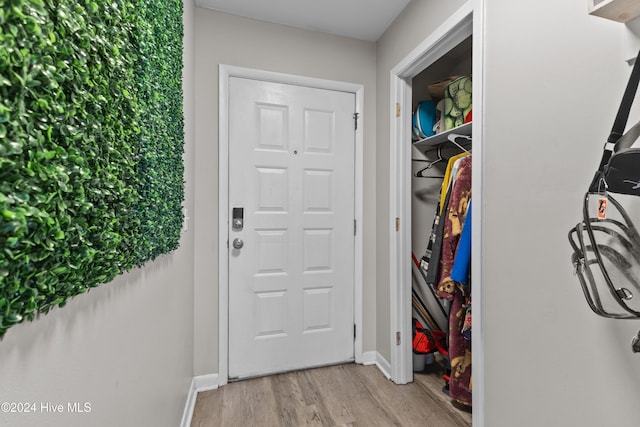 entryway with light hardwood / wood-style flooring