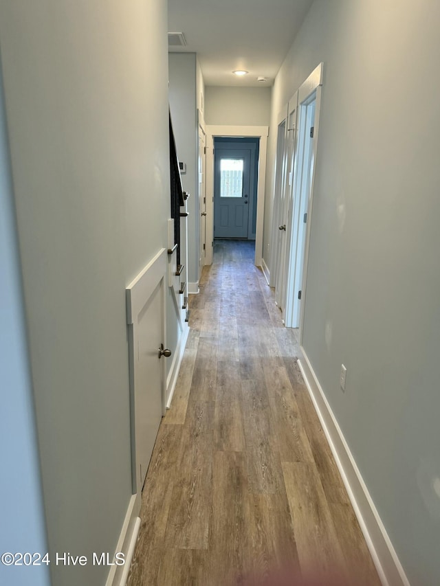 hall featuring light hardwood / wood-style floors