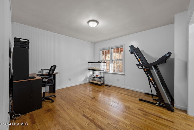 office space featuring wood-type flooring