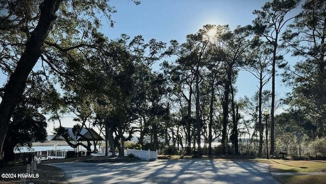 view of road featuring a water view