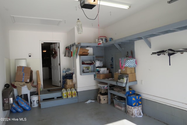 garage with a garage door opener