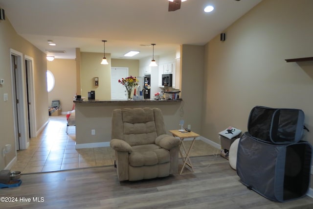 living room featuring light wood-type flooring