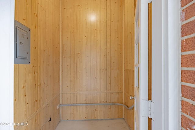 interior space with wood walls