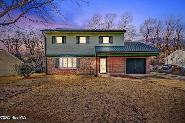 front facade with a garage