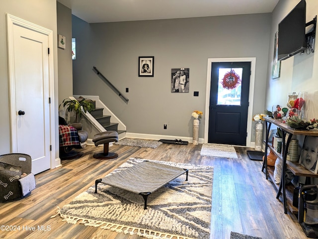 foyer entrance featuring hardwood / wood-style floors