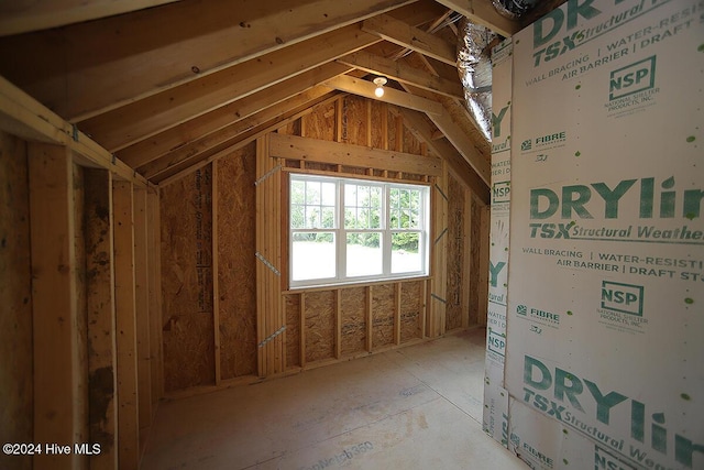 view of unfinished attic