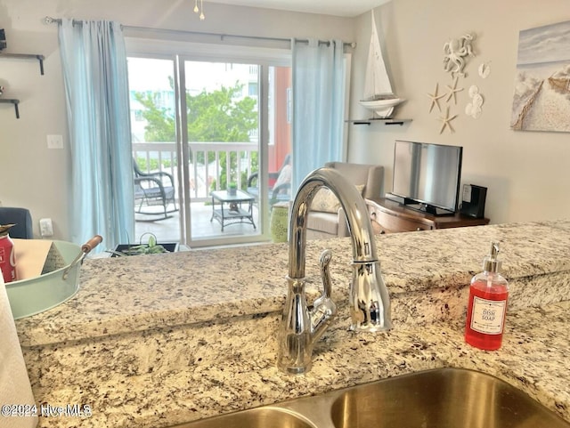 interior space with light stone counters