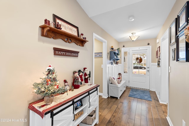 doorway to outside featuring dark hardwood / wood-style flooring