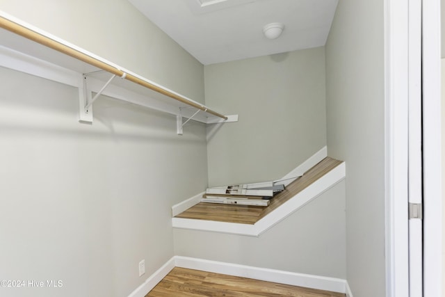 spacious closet featuring hardwood / wood-style floors