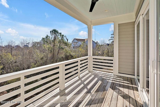 balcony with ceiling fan