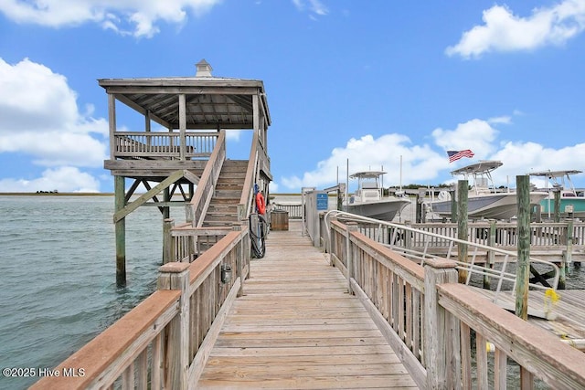 dock area featuring a water view