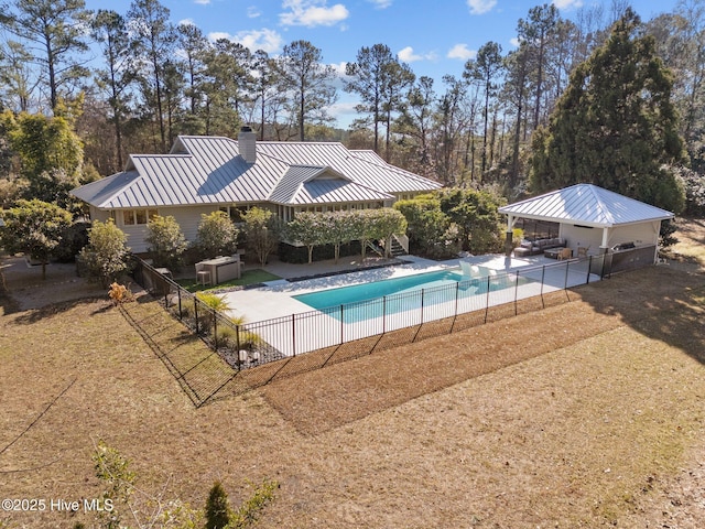 view of pool with a patio and a gazebo