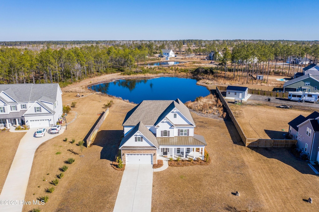 bird's eye view featuring a water view