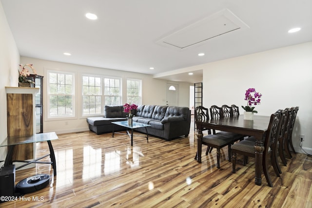 dining room with light wood-type flooring