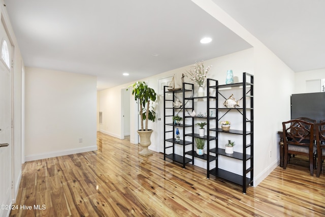 unfurnished room featuring light hardwood / wood-style floors