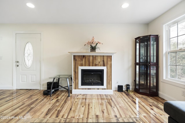 living room with hardwood / wood-style floors