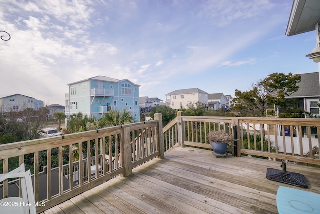 deck with a residential view