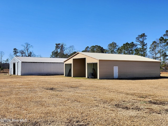 exterior space with an outbuilding