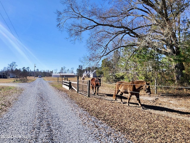 view of road with a rural view