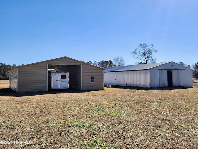 exterior space with an outbuilding