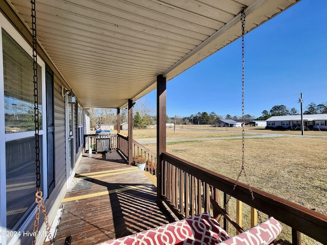 wooden deck with covered porch