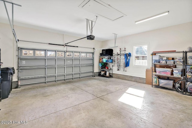 garage with a garage door opener