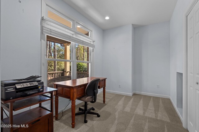 7 Brinyan Ct, Pinehurst, NC 28374 - office featuring light colored carpet, baseboards, and recessed lighting
