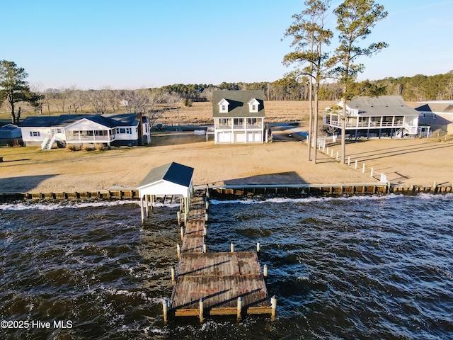 view of dock featuring a water view