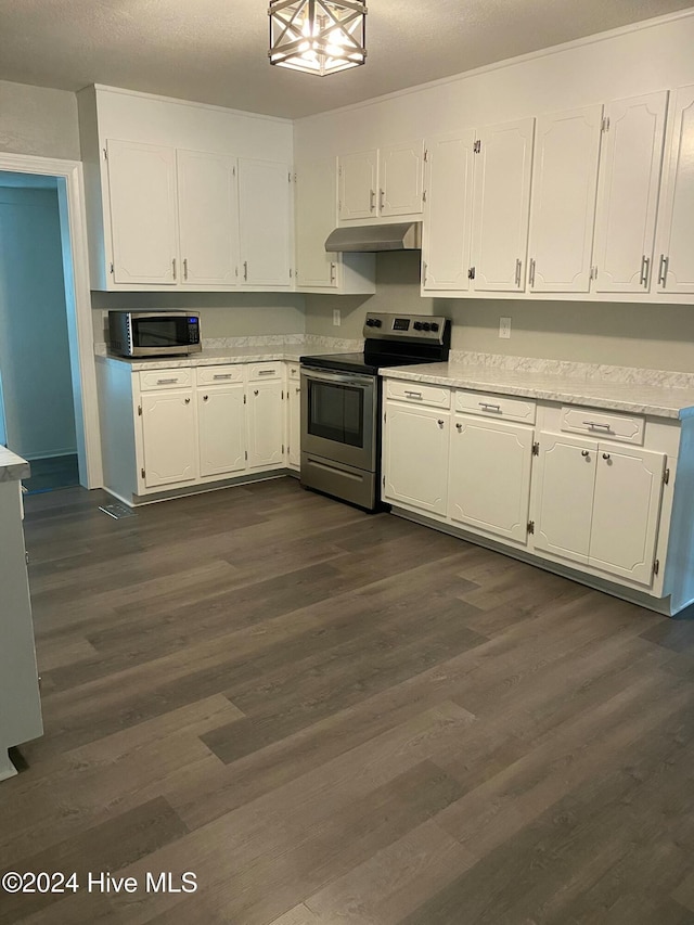 kitchen featuring white cabinetry, dark hardwood / wood-style floors, and appliances with stainless steel finishes