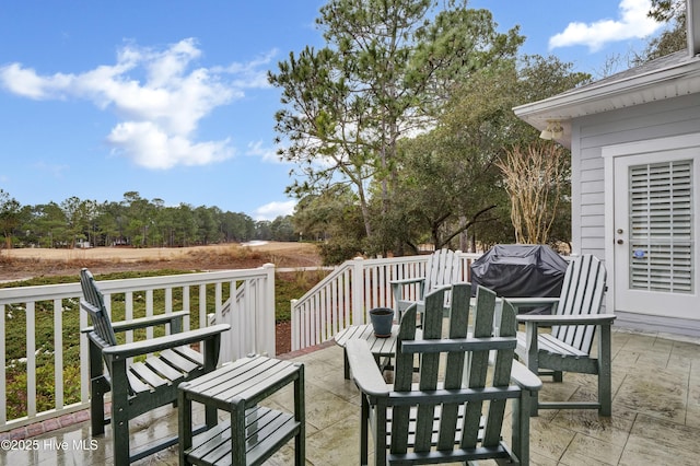 view of patio featuring a deck