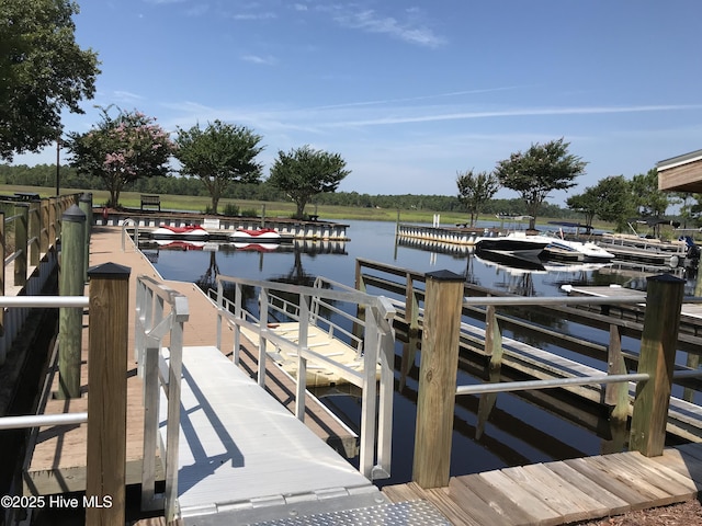 dock area featuring a water view