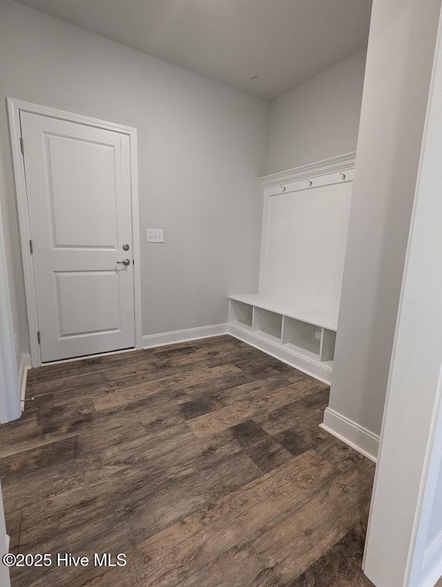 mudroom with dark hardwood / wood-style flooring