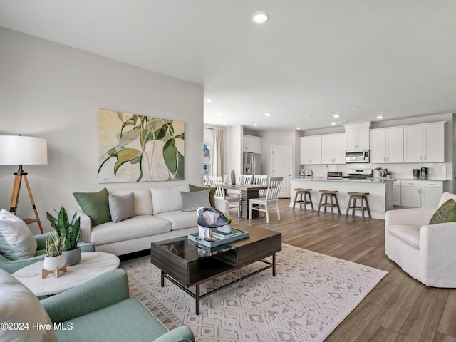 living room featuring light hardwood / wood-style flooring