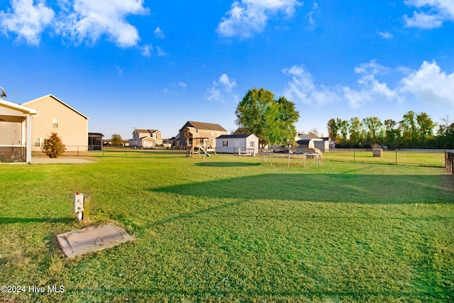 view of yard with a playground